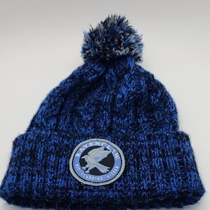 Blue Knit Pom-Pom Beanie Hat